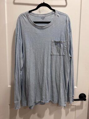 Old Navy Men’s XXL Light Blue Long Sleeve Pocket T-Shirt Garment Dyed